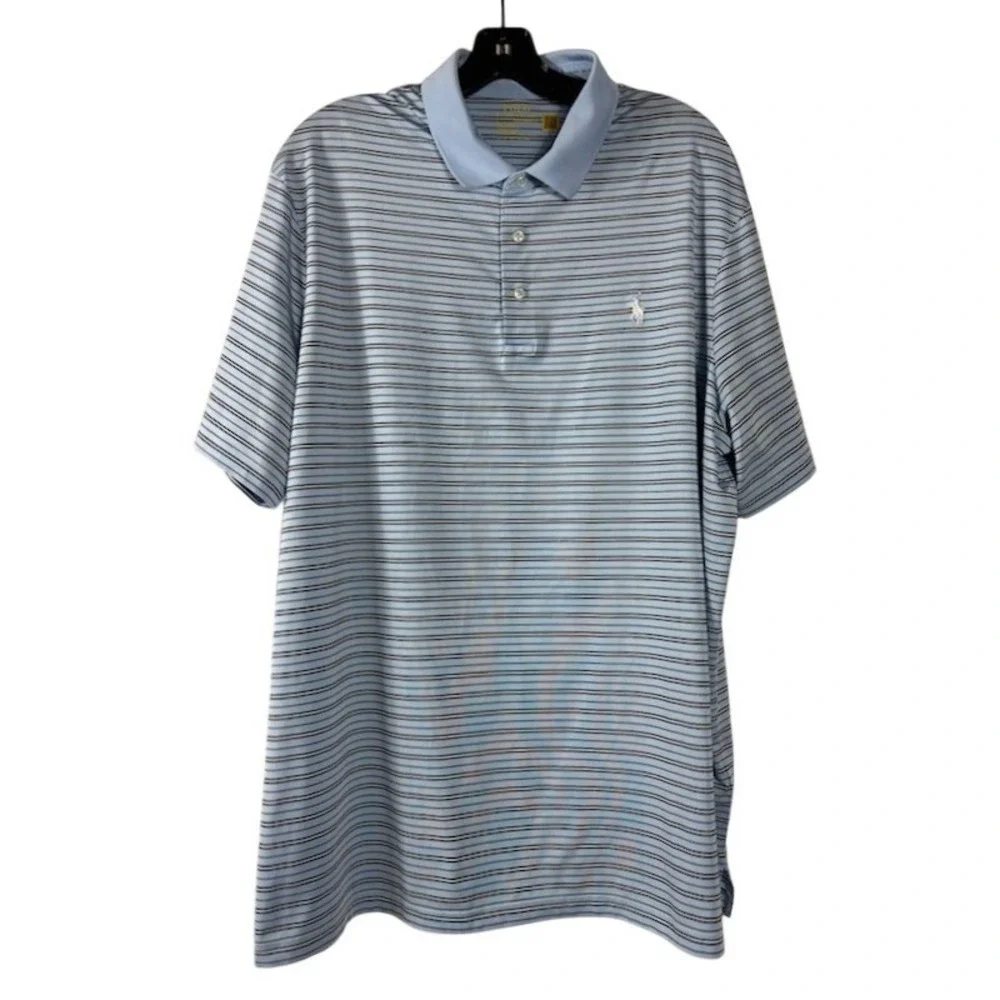 Polo Ralph‎ Lauren Men's Size XL Blue Striped Performance Golf Polo Shirt